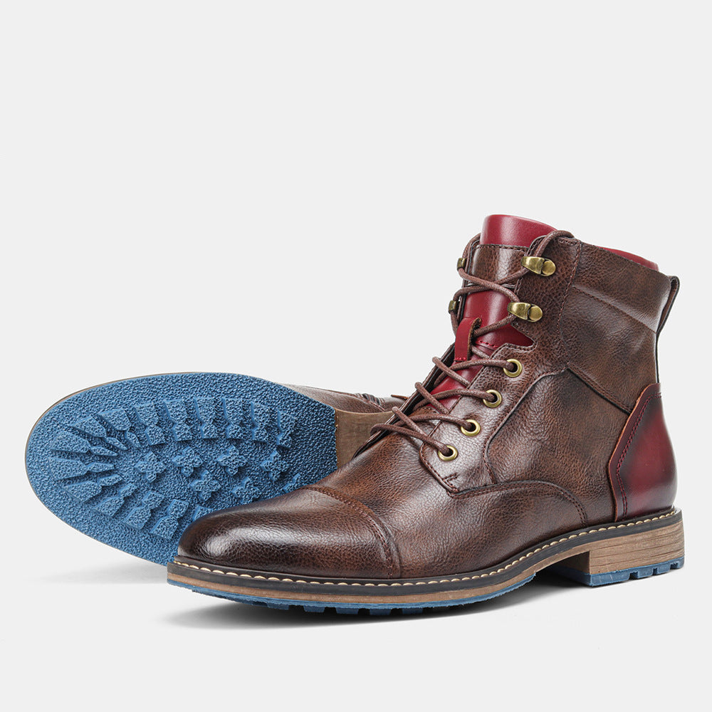 blue bottom brown leather oxford boot
