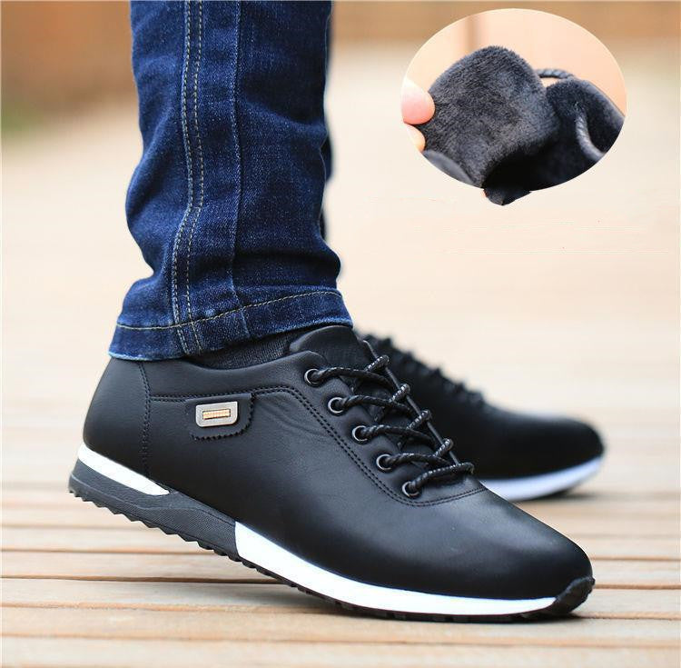 black leather white sole casual walkers