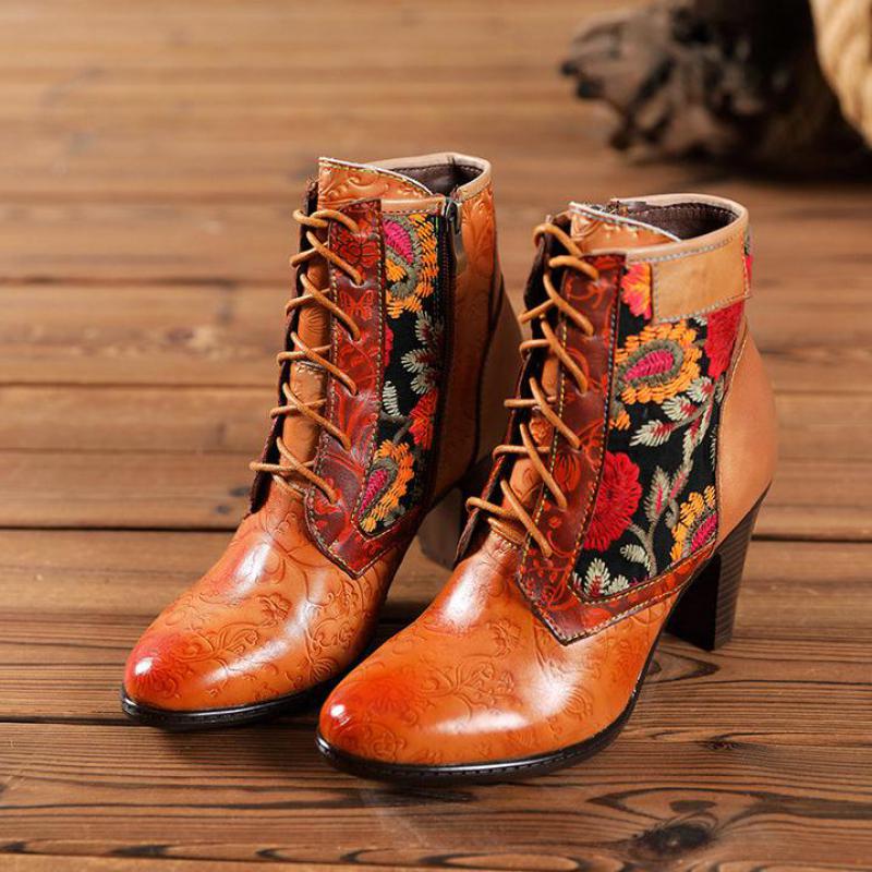 paisley leather print roses print boots
