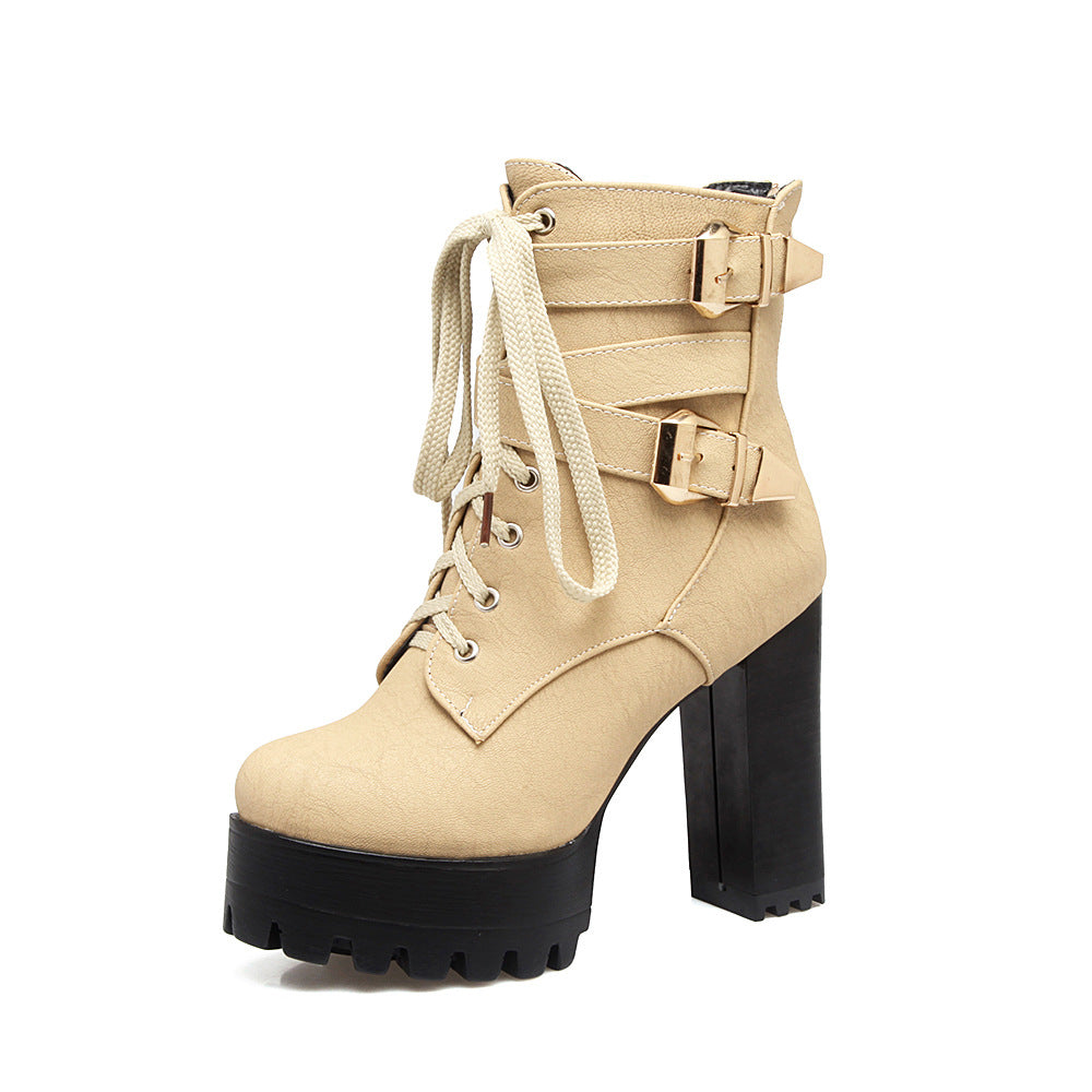 light tan women's platform boots