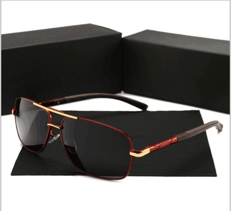 red frame & gold accent sunglasses
