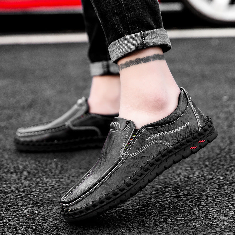 black leather casual shoes