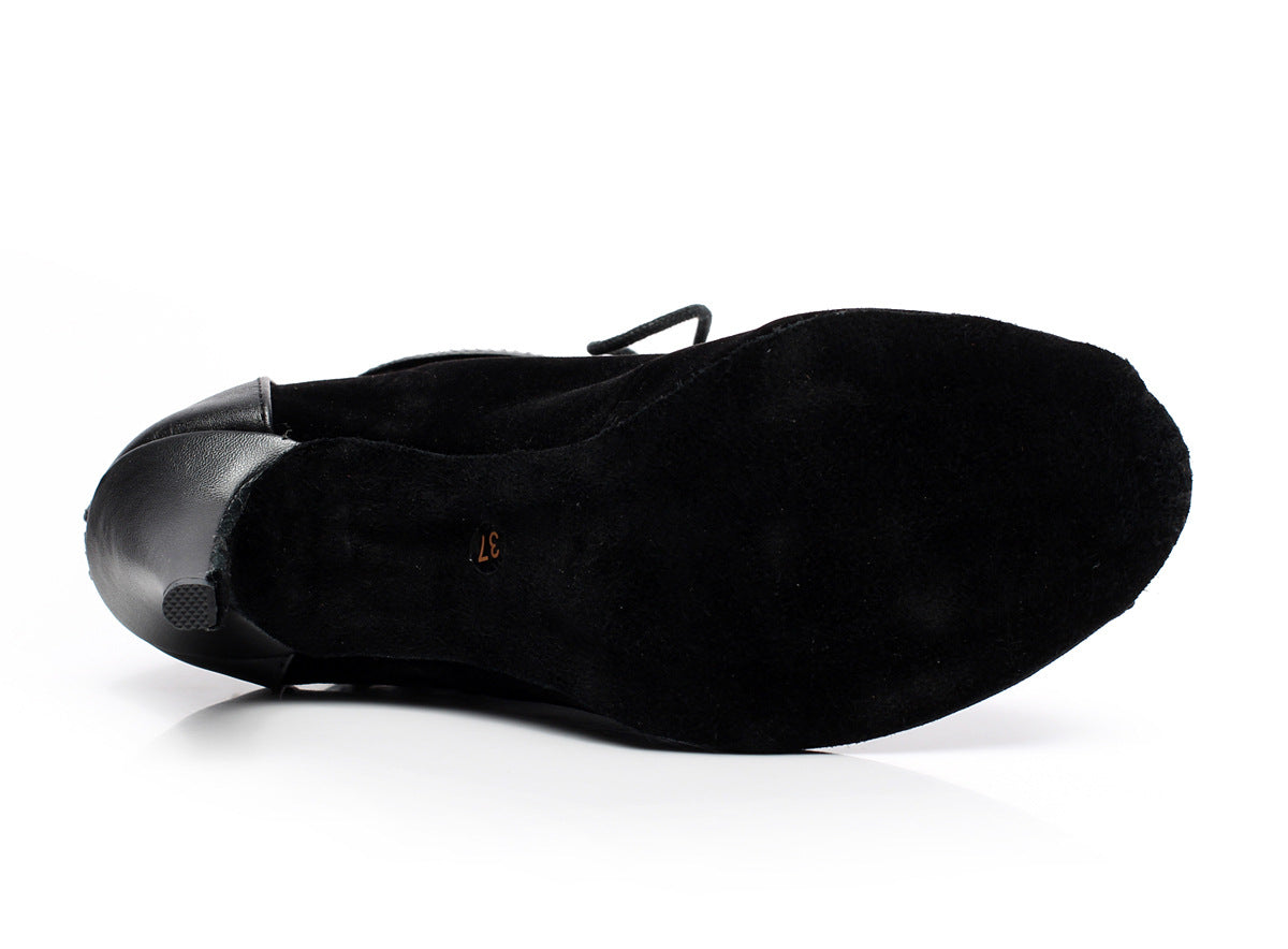black suede leather heel booties