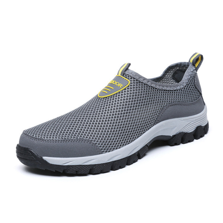 gray mesh walking shoes
