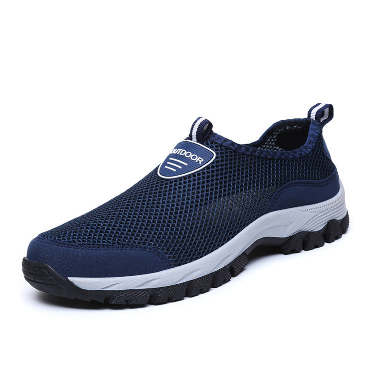 blue and white fishnet water shoes