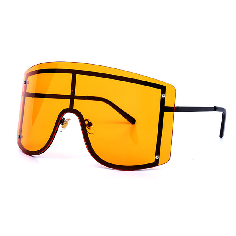 orange women large frame sunglasses