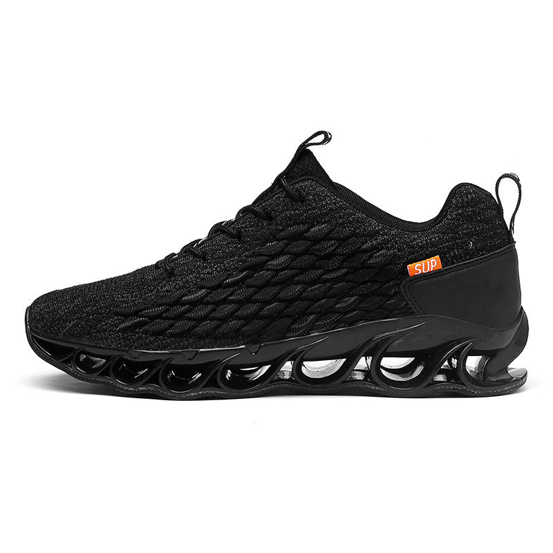 black mesh air shocks running shoes