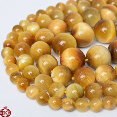 Golden Yellow Tiger Eye Beads Smooth Round - 4mm - Beads