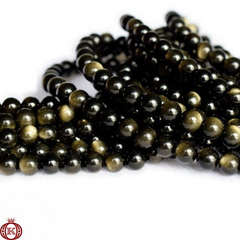 Gold Obsidian Beads Smooth Round - 4mm - Beads