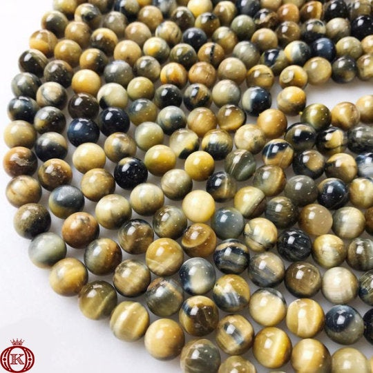 fancy golden yellow blue tiger eye gemstone beads