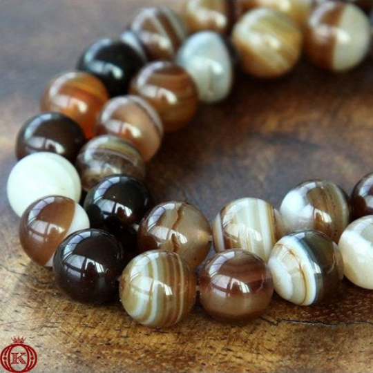 brown stripe agate gemstone beads