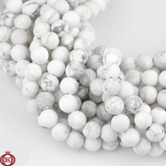White Howlite Beads Smooth Round - 4mm - Beads