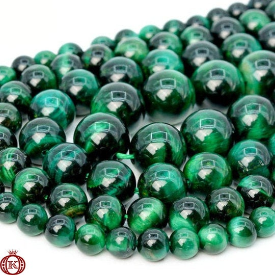 dark green tiger eye gemstone beads