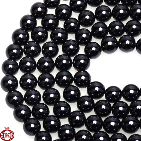polished black onyx beads