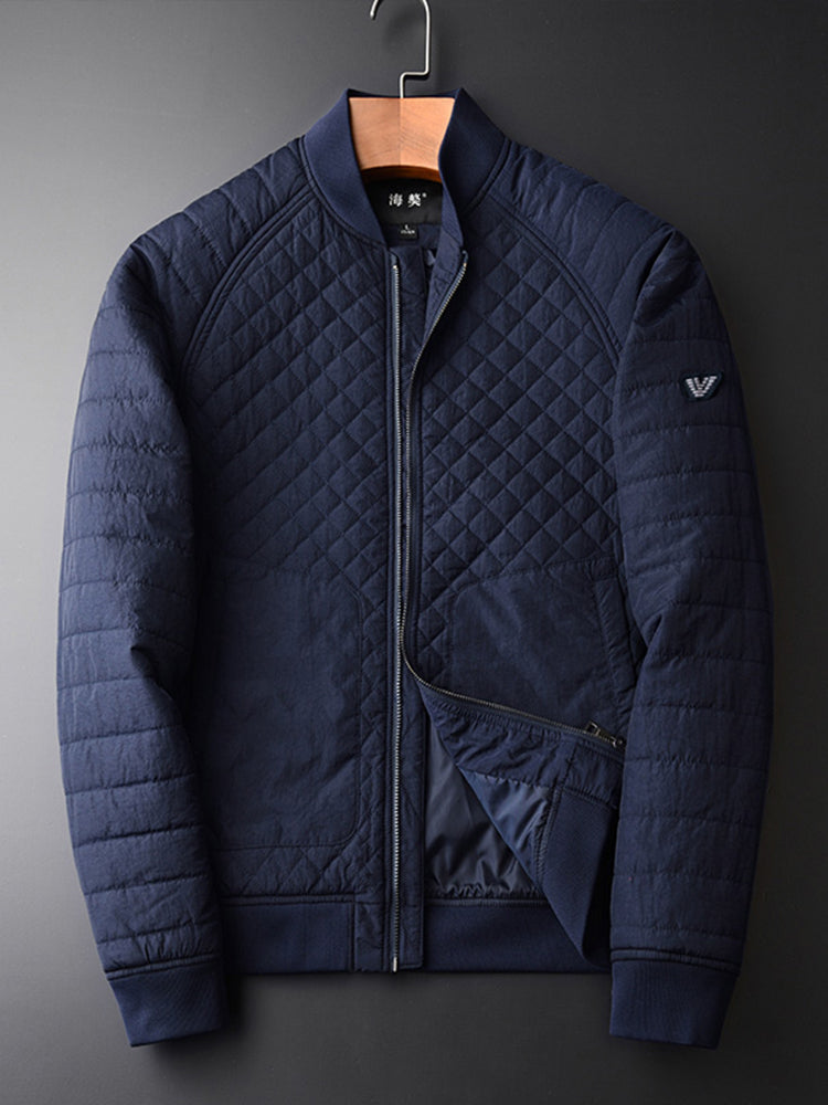 blue diamond quilted jacket