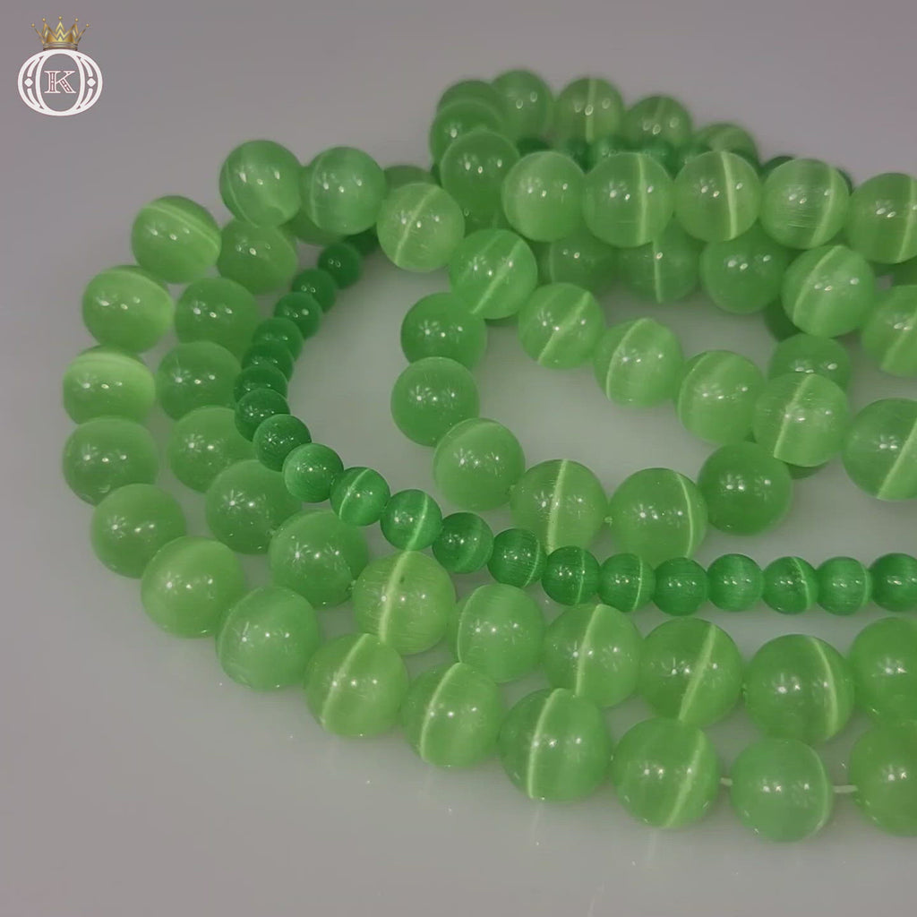 emerald green cats eye gemstone beads video