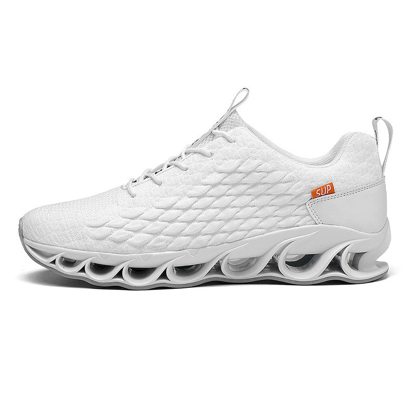 white blade sole running shoes