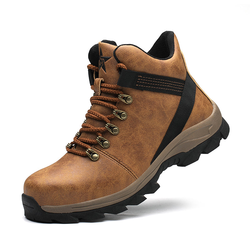brown leather mountain walking boots