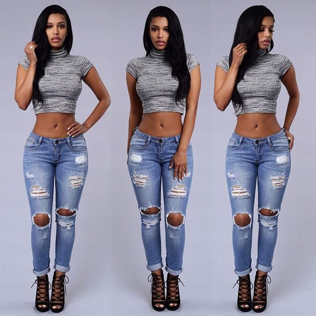 women's torn stonewashed jeans