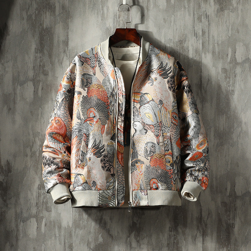 colorful embroidered bomber jacket
