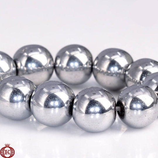 silver hematite beads