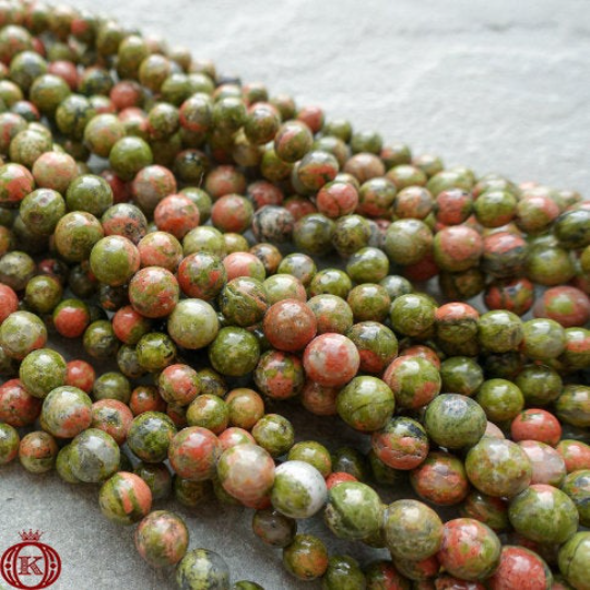green unakite gemstone beads
