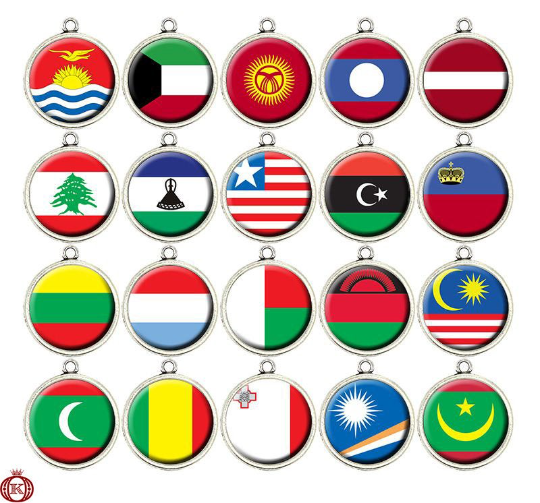 flags of countries cabochon charm