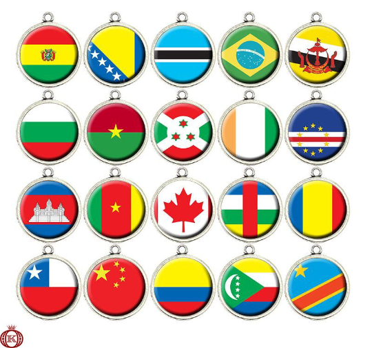 country flags of the world cabochon charms