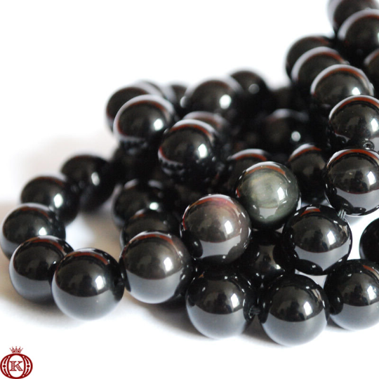 black rainbow obsidian gemstone beads