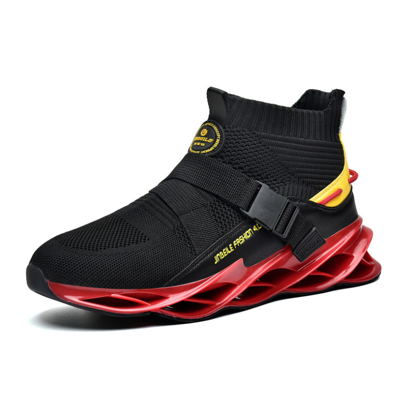 black red & yellow accent sneakers