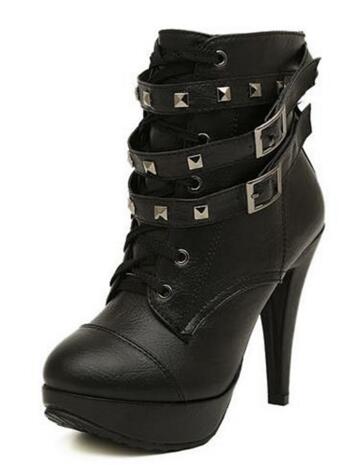 black thick heel boots