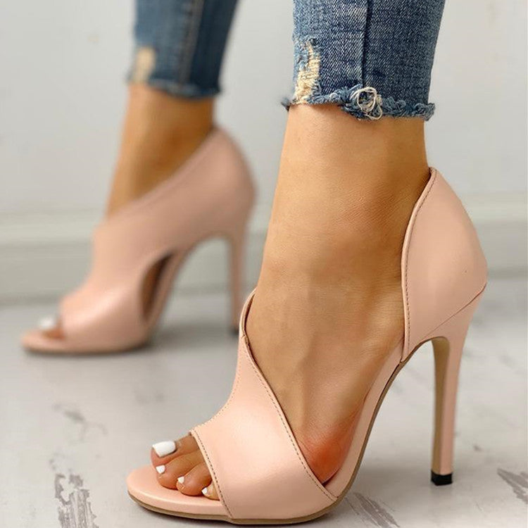 light pink leather high heels