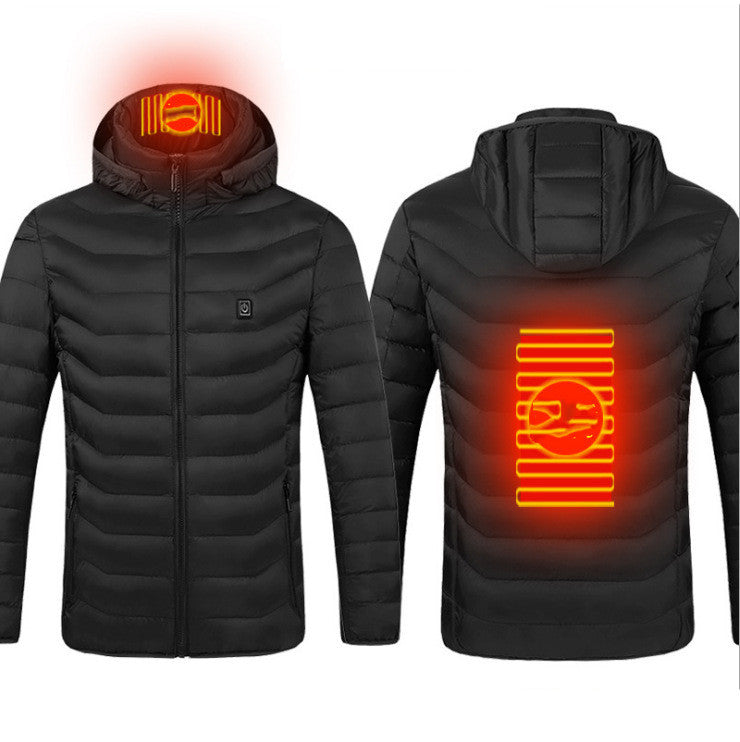 black heated jacket with hoodie