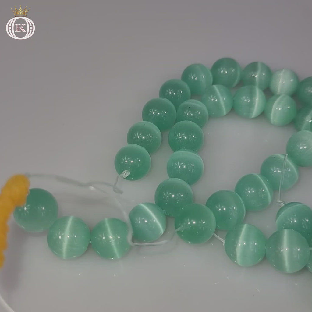 aqua green cats eye beads video