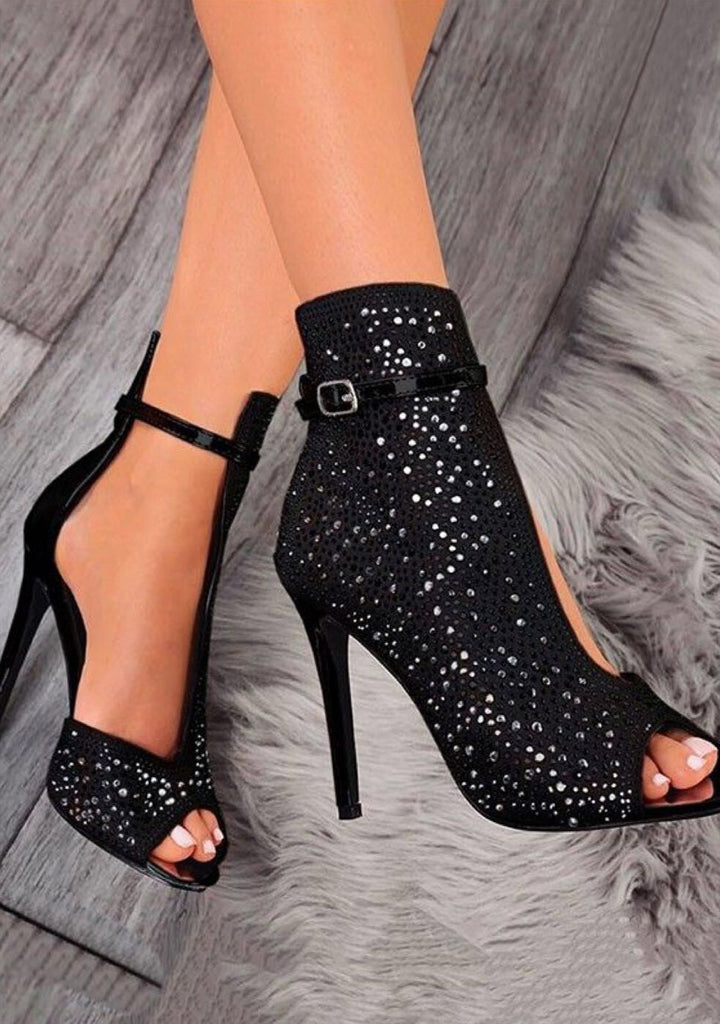 shiny black high heels