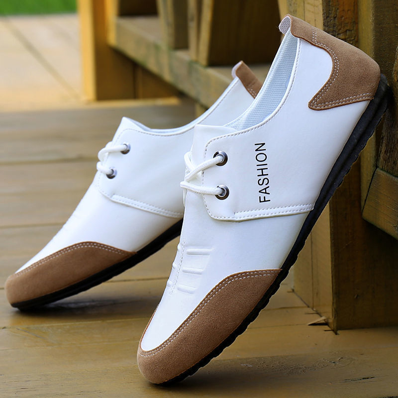 white and brown fashion shoes