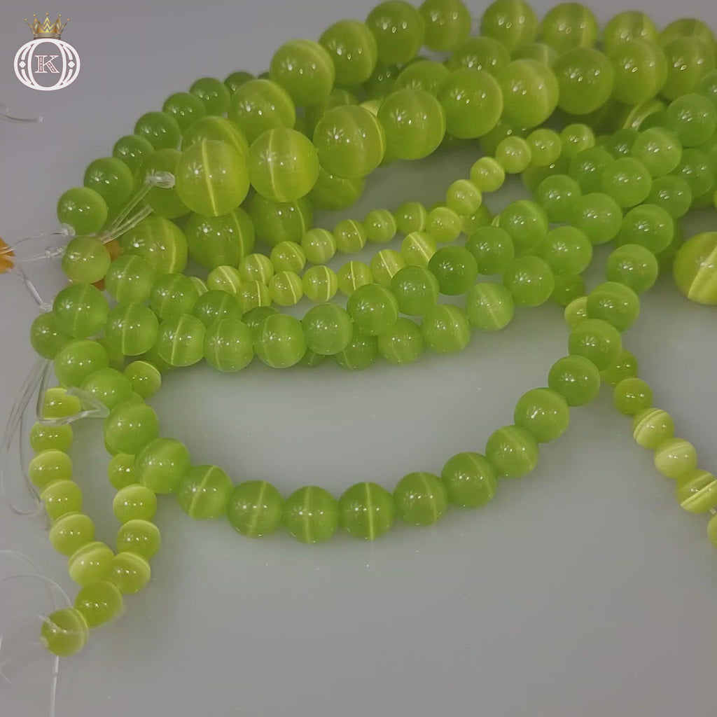 apple green cats eye beads video