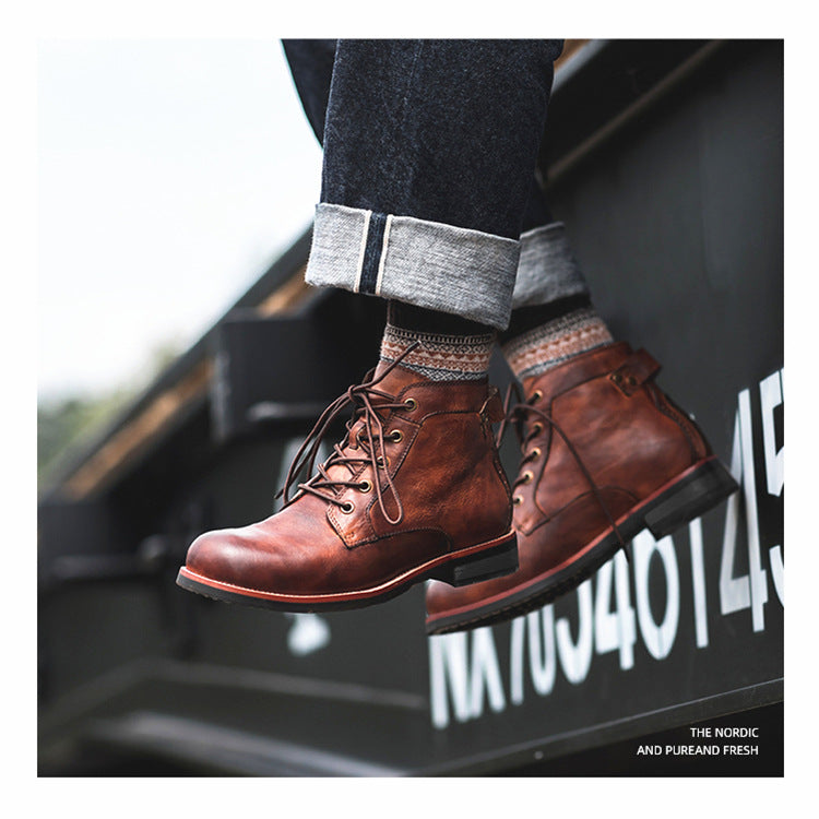 men's british style leather boots