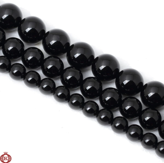 polished black agate beads