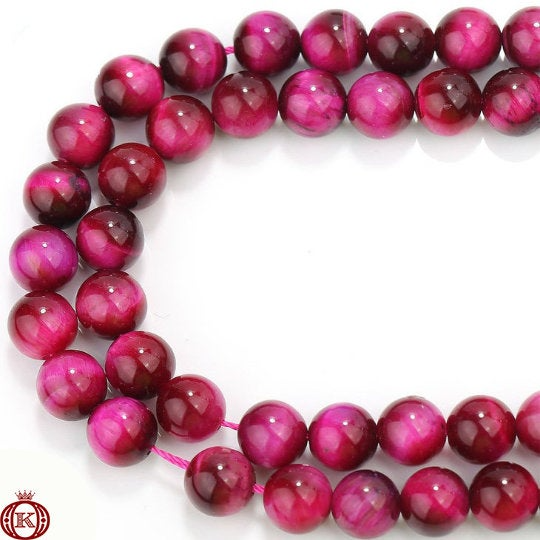 dark pink tiger eye gemstone beads