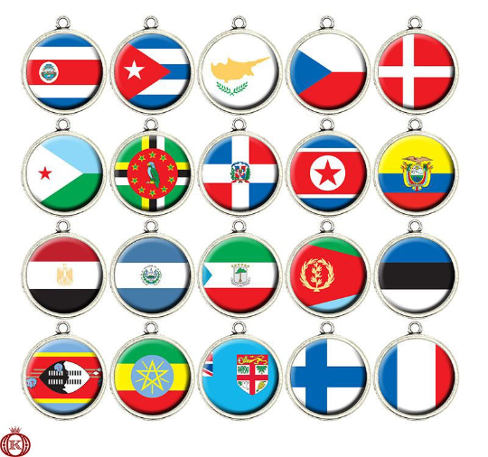 global country flags cabochon charms