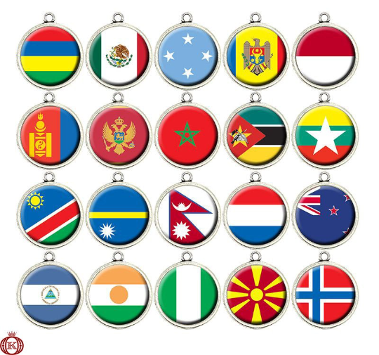 flags of countries cabochon charms