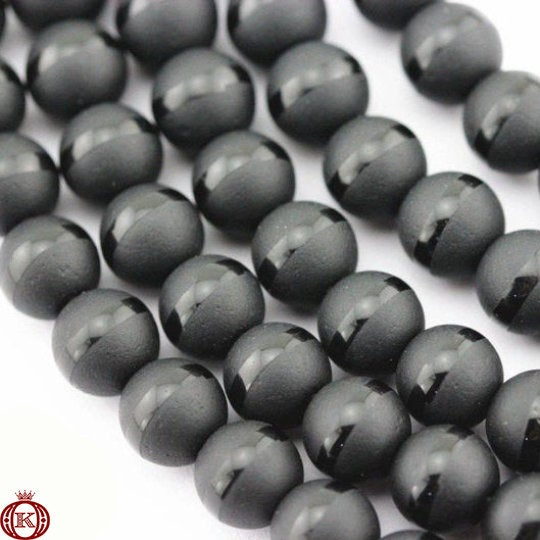 matte black shiny stripe onyx agate gemstone beads