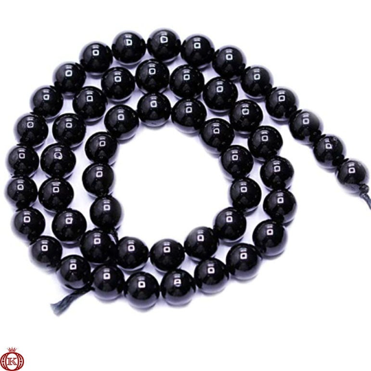 polished black tourmaline beads