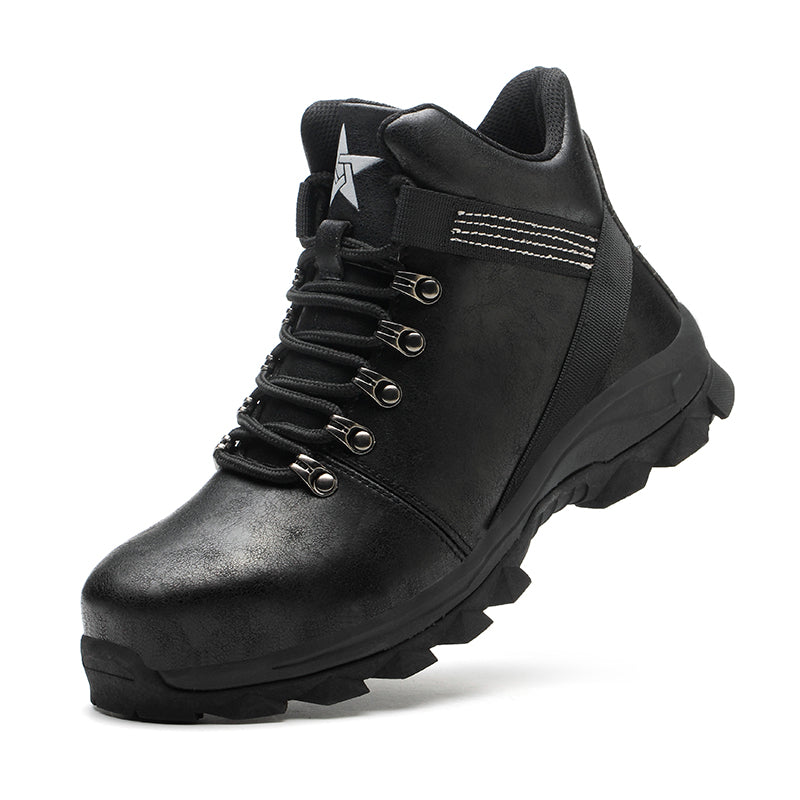 black leather casual mountain boots