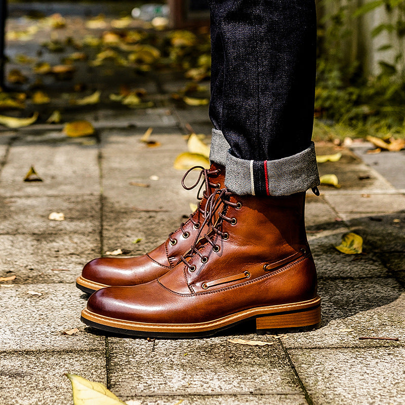 men's brown leather boots