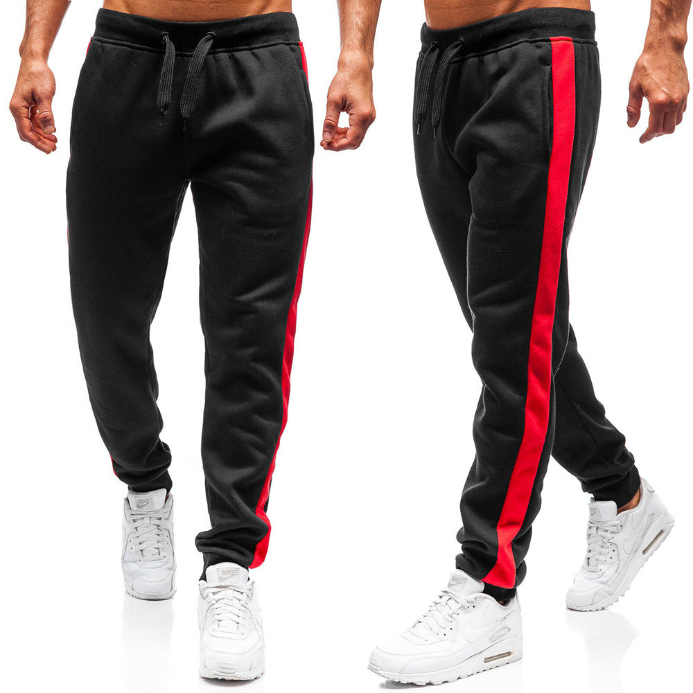 black with red stripe athletic sweat pants