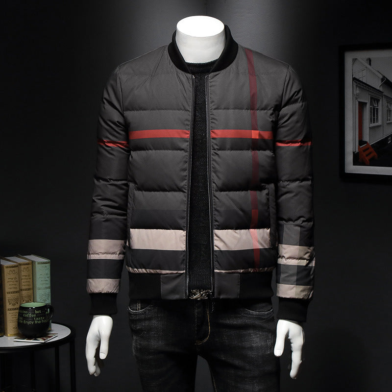 black designer pattern puffer jacket