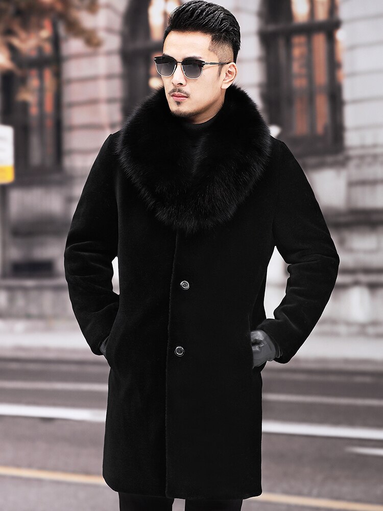 black fur collar trench coat