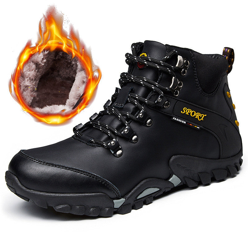black three quarter leather walking boots